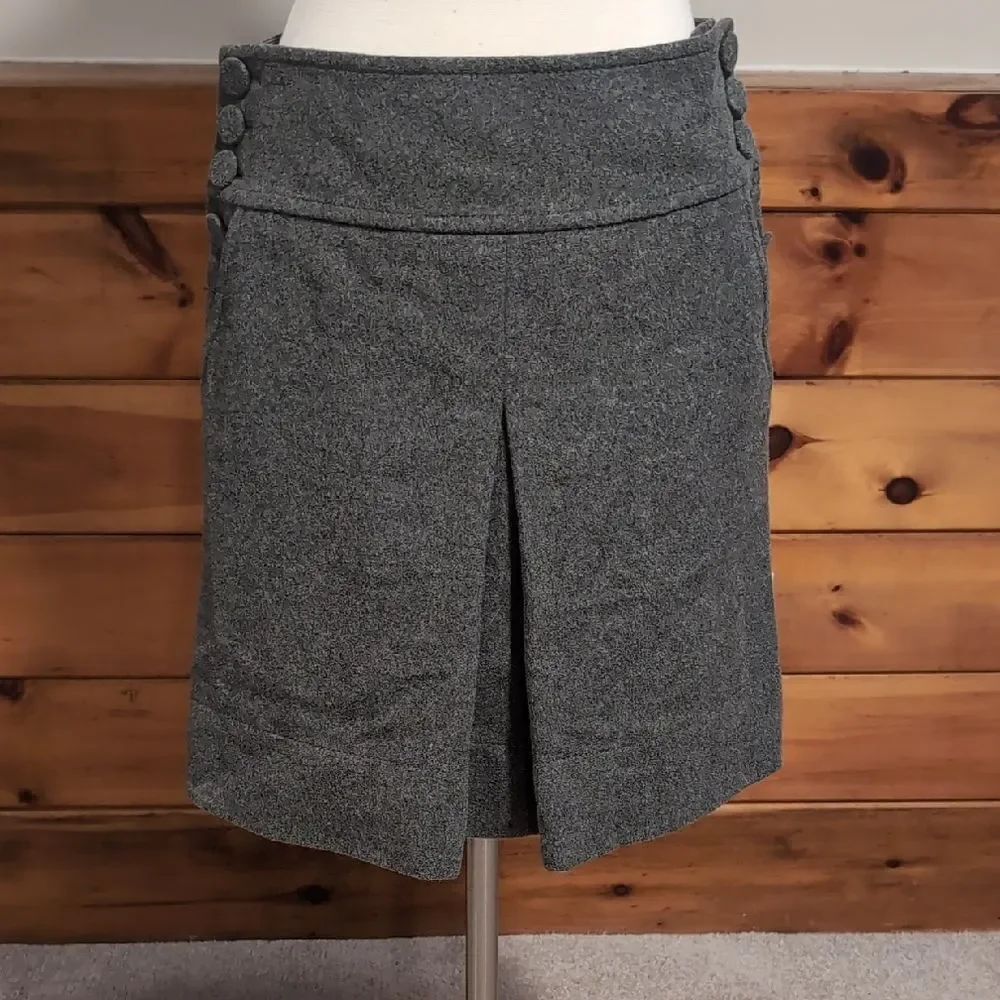 J. Crew Gray Pencil Skirt Knee-Length Pleated